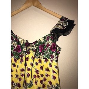 Nanette Lepore Silk Yellow & Pink Floral Dress